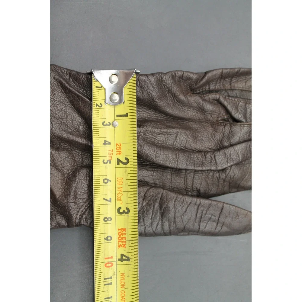 Vintage Brown Leather Gloves Silk Lined Made in Italy Women's